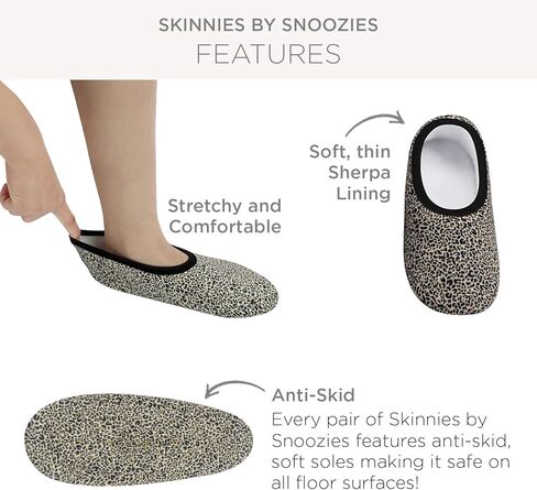 Snoozies Skinnies Slipper Socks & Travel Pouch – Non Slip Socks, Foldable Slippers for Women with Travel Pouch in Saudi Arabia
