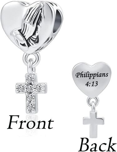 MZC Jewelry Cross Heart Charm Religious Prayer Bible Christian Keep Faith Dangle Bead for Women Gril Pandora Bracelets in Saudi Arabia