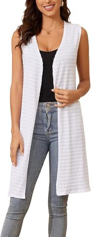 SPARKLE & SKY سترات بدون أكمام للنساء خفيفة الوزن: سترة صوفية طويلة منفضة مفتوحة من الأمام سترات صوفية نسائية كاجوال in Kuwait
