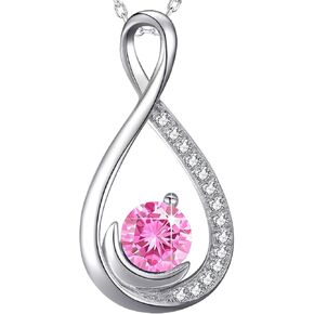 Dorella Valentines Day Birthday Gifts Forever Love Infinity Necklace for Wife Mom 925 Sterling Silver Pendant February March Birthstone Amethyst Aquamarine Jewelry for Women in Kuwait