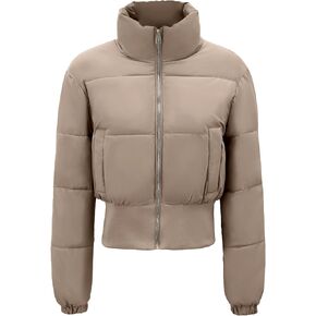 Ogfao Womens Cropped Puffer Jackets Puffy Quilted Short Winter Crop Jackets For Women Trendy with Pockets