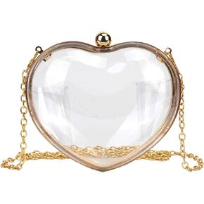 Buddy Women Acrylic Transparent Clutch Purse Heart Shape Shoulder Bag Party Chain Handbags