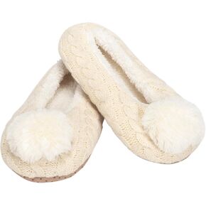 شبشب نسائي من Elanze Designs Ballerina Knit Pom مبطن بالقطيفة ومريح وغير قابل للانزلاق في الأماكن المغلقة in Kuwait