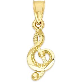 Generic 10k Solid Gold Trebel Clef Pendant, Music Note Jewelry, Musician Gifts for Her, Yellow, One Size in Saudi Arabia