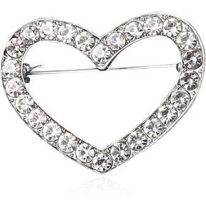 Just Follow Red Crystal Rhinestone Love Heart Brooch Pin Valentine's Day Brooch Pin Silver Hollow Heart Lapel Brooch Pin Mother's Day Jewelry Gifts for Women in Saudi Arabia