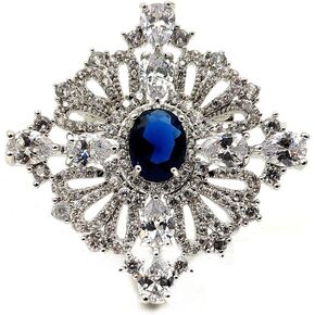 DREAMLANDSALES Royal Vintage Loop Ribbon Oval Cut Blue Stone Art Deco Brooch Pin Princess Jewelry in Kuwait
