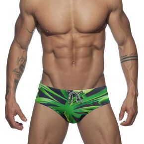 UXH Men's Swimwear Men Sexy Swim Briefs Leaves Swimsuits Swim Briefs Bikini Board Surf Shorts