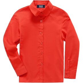 LittleSpring Girls Long Sleeve Uniform Shirts Peter Pan Collar Poplin Blouse