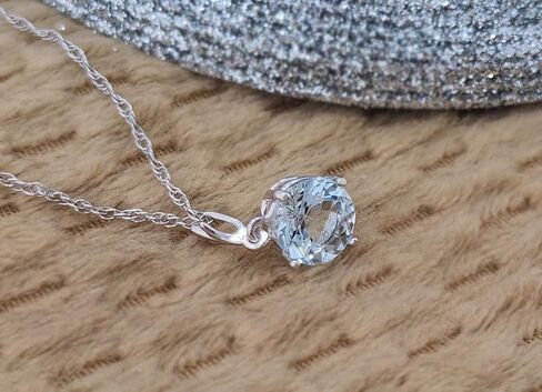 Galaxy Gold GG 14k Yellow, White, Rose Gold Solitaire Aquamarine Pendant Necklace in Saudi Arabia