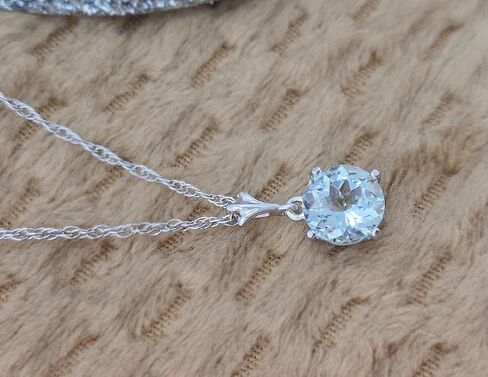 Galaxy Gold GG 14k Yellow, White, Rose Gold Solitaire Aquamarine Pendant Necklace in Saudi Arabia