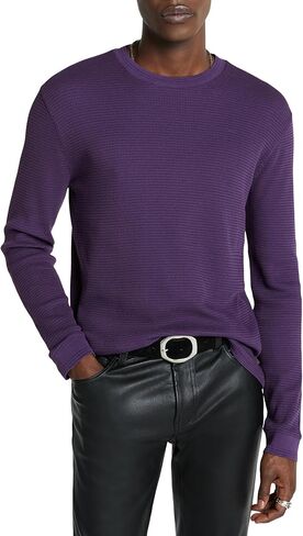 John Varvatos Men's Dante Long Sleeve Waffle, Regal Purple in Saudi Arabia