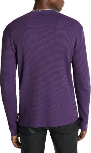 John Varvatos Men's Dante Long Sleeve Waffle, Regal Purple in Saudi Arabia