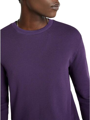 John Varvatos Men's Dante Long Sleeve Waffle, Regal Purple in Saudi Arabia