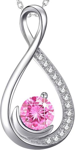 Dorella Valentines Day Birthday Gifts Forever Love Infinity Necklace for Wife Mom 925 Sterling Silver Pendant February March Birthstone Amethyst Aquamarine Jewelry for Women in Kuwait
