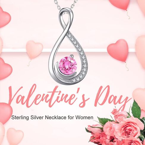 Dorella Valentines Day Birthday Gifts Forever Love Infinity Necklace for Wife Mom 925 Sterling Silver Pendant February March Birthstone Amethyst Aquamarine Jewelry for Women in Kuwait
