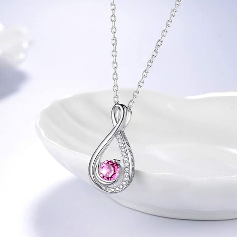Dorella Valentines Day Birthday Gifts Forever Love Infinity Necklace for Wife Mom 925 Sterling Silver Pendant February March Birthstone Amethyst Aquamarine Jewelry for Women in Kuwait