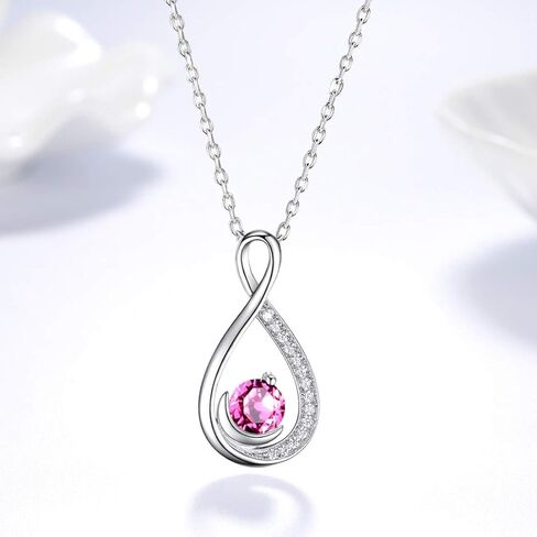Dorella Valentines Day Birthday Gifts Forever Love Infinity Necklace for Wife Mom 925 Sterling Silver Pendant February March Birthstone Amethyst Aquamarine Jewelry for Women in Kuwait