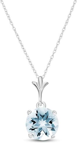 Galaxy Gold GG 14k Yellow, White, Rose Gold Solitaire Aquamarine Pendant Necklace in Saudi Arabia