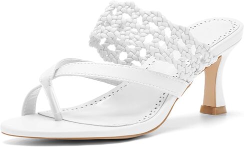 Coutgo Womens Low Kitten Heel Sandals Open Toe Ankle Strap Thong Slides Backless Slip on Dress Shoes in Saudi Arabia
