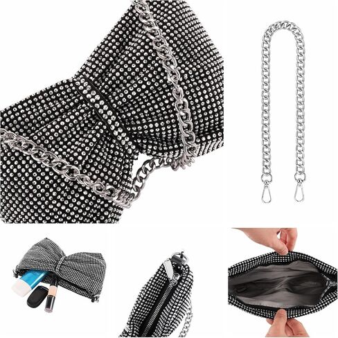 Ayliss Women Rhinestone Handbag Clutch Crystal Mini Bowknot Evening Purse Bag Top Handle Shoulder Party Bag Pouch Chain in Saudi Arabia