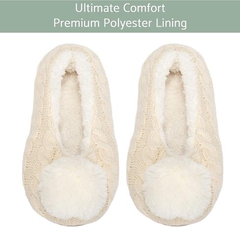 شبشب نسائي من Elanze Designs Ballerina Knit Pom مبطن بالقطيفة ومريح وغير قابل للانزلاق في الأماكن المغلقة in Kuwait