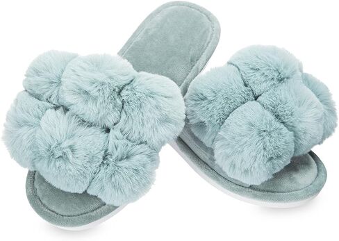 شبشب MeMoi النسائي Luxe Pom-Pom Memory Foam من القطيفة in Kuwait