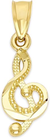 Generic 10k Solid Gold Trebel Clef Pendant, Music Note Jewelry, Musician Gifts for Her, Yellow, One Size in Saudi Arabia