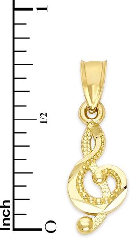Generic 10k Solid Gold Trebel Clef Pendant, Music Note Jewelry, Musician Gifts for Her, Yellow, One Size in Saudi Arabia