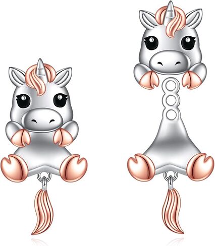 CRMAD Unicorn Stud Earrings Sterling Silver Cute Animal Jewelry for Women in Saudi Arabia