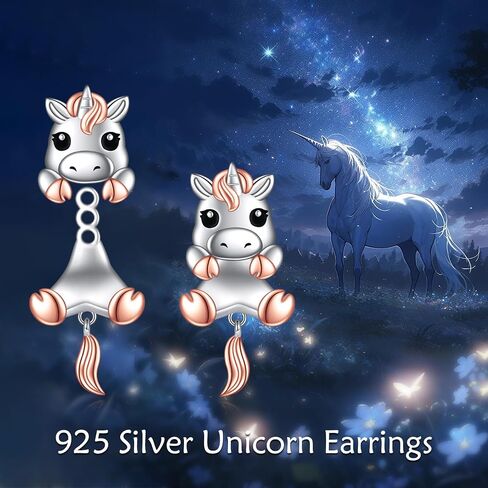 CRMAD Unicorn Stud Earrings Sterling Silver Cute Animal Jewelry for Women in Saudi Arabia