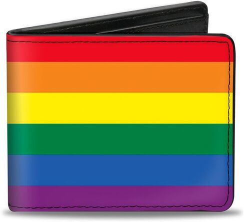 Buckle-Down Men's Buckle-down Pu Bifold - Flag Pride Rainbow Bi Fold Wallet, Multicolor, 4.0 x 3.5 US in Saudi Arabia