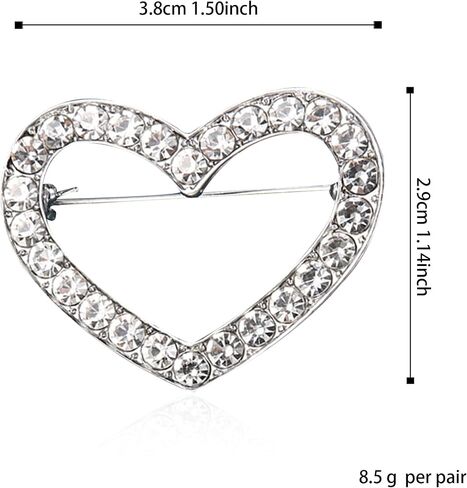 Just Follow Red Crystal Rhinestone Love Heart Brooch Pin Valentine's Day Brooch Pin Silver Hollow Heart Lapel Brooch Pin Mother's Day Jewelry Gifts for Women in Saudi Arabia