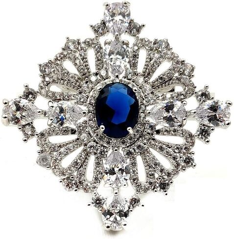Dreamlandsales Royal Vintage Loop Ribbon Oval Cut Blue Stone Art Deco Brooch Pin Princess Jewelry in Saudi Arabia