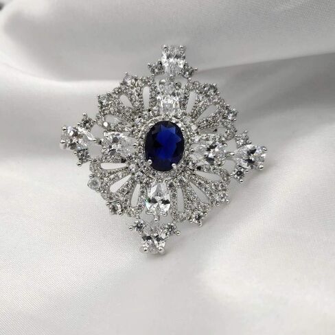 Dreamlandsales Royal Vintage Loop Ribbon Oval Cut Blue Stone Art Deco Brooch Pin Princess Jewelry in Saudi Arabia