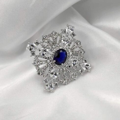 Dreamlandsales Royal Vintage Loop Ribbon Oval Cut Blue Stone Art Deco Brooch Pin Princess Jewelry in Saudi Arabia