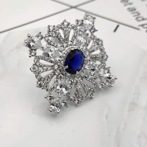 Dreamlandsales Royal Vintage Loop Ribbon Oval Cut Blue Stone Art Deco Brooch Pin Princess Jewelry in Saudi Arabia