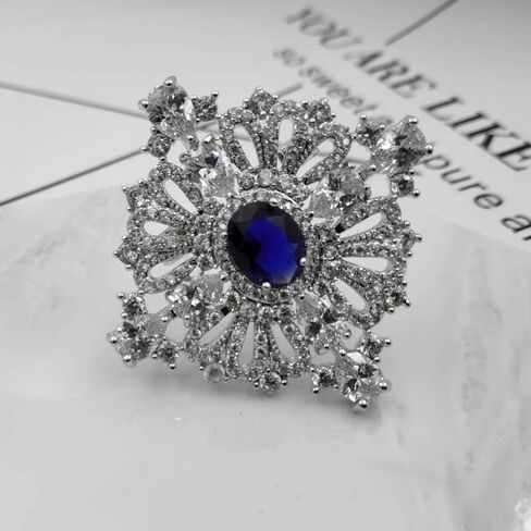 Dreamlandsales Royal Vintage Loop Ribbon Oval Cut Blue Stone Art Deco Brooch Pin Princess Jewelry in Saudi Arabia