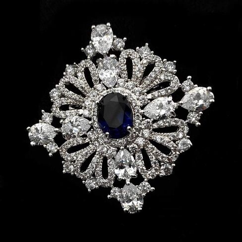 Dreamlandsales Royal Vintage Loop Ribbon Oval Cut Blue Stone Art Deco Brooch Pin Princess Jewelry in Saudi Arabia