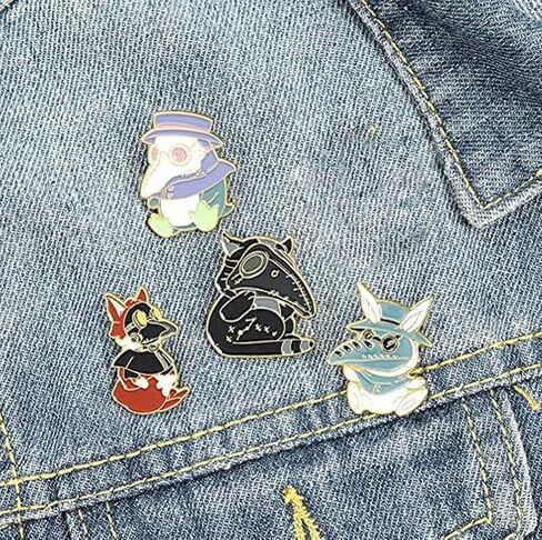 4pcs Cute Animal Enamel Pin Plague Doctor Series Alloy Brooches Badges Fashion Lapel Pins Accessory for Backpacks Badges Hats Bags for Women Girls Kids Gift, Metal, no gemstone in Kuwait