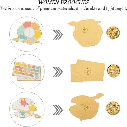 Amosfun 3Pcs Brooches and Pins for Women Unique Brooches Pin Artists Brooch Pin Painter Palette Enamel Lapel Pin Chic Brooches Artist Jewelry in Saudi Arabia
