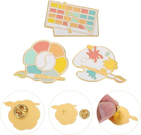 Amosfun 3Pcs Brooches and Pins for Women Unique Brooches Pin Artists Brooch Pin Painter Palette Enamel Lapel Pin Chic Brooches Artist Jewelry in Saudi Arabia