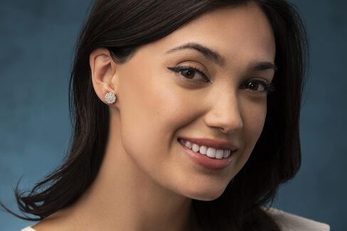 Natalia Drake Flower Cluster 1 Cttw Diamond Stud Earrings for Women in Rhodium Plated Sterling Silver, Sterling Silver, Diamond in Kuwait