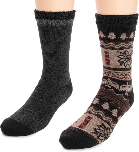 MUK LUKS Men's Fleece Layered Socks (2 Pair Pack) in Saudi Arabia