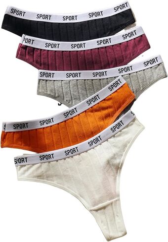 SOLY HUX Women's 5 Piece Briefs Letter Print Panties Tape Waist Stretchy Underwear in Saudi Arabia