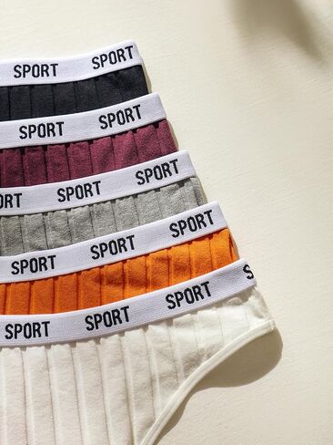 SOLY HUX Women's 5 Piece Briefs Letter Print Panties Tape Waist Stretchy Underwear in Saudi Arabia