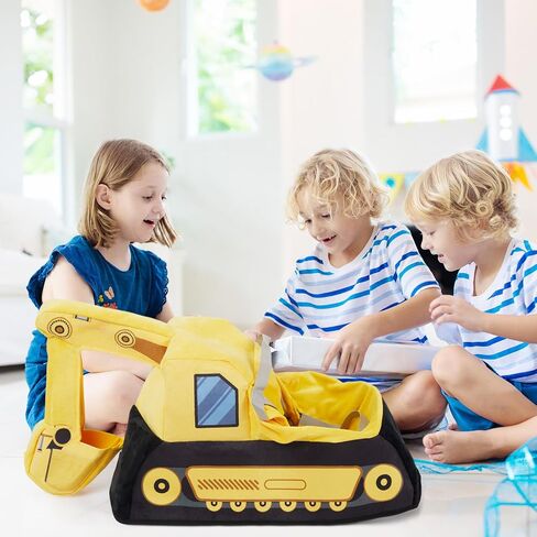 Toulite Halloween Digger Ride on Child زي أصفر ثلاثي الأبعاد زي جرافة زي عامل البناء مع قبعة البناء للأطفال حفلة الاحتلال، 4-6 سنوات in Saudi Arabia