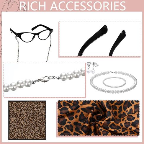 Shinymoon 14 قطعة زي السيدة العجوز للأطفال يوم 100 من المدرسة الجدة شعر مستعار للجدة زي إكسسوارات نظارات اللؤلؤ الاصطناعي قلادة أقراط قصب الوشم ملصق الجوارب قفازات حقائب اليد in Kuwait