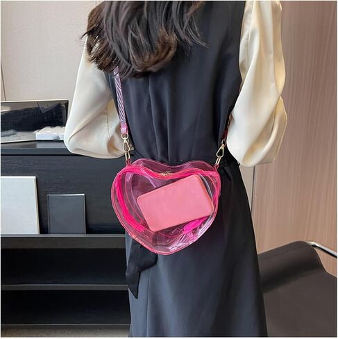 LEOMOSTE Clear Crossbody Purse Bag Transparent Heart-Shaped Shoulder Clutch Bag for Women Girls in Saudi Arabia