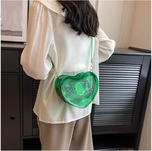 LEOMOSTE Clear Crossbody Purse Bag Transparent Heart-Shaped Shoulder Clutch Bag for Women Girls in Saudi Arabia