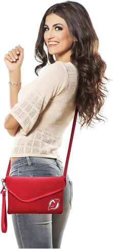 NHL Soft Pebble Fold Over Purse - Large Wristlet - includes Shoulder Strap in Kuwait